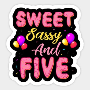 Sweet Sassy And Five Birthday Donut For Girls 5 Year Old Sticker